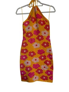 Altar'd State Retro Floral Halter Knit Dress